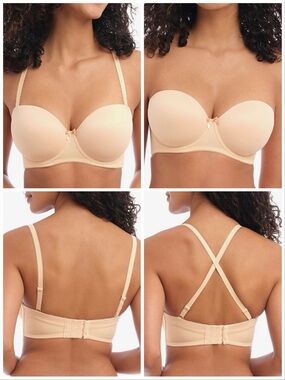 Freya Deco Moulded Strapless Convertible T-Shirt Bra Nude 30DD Multiway